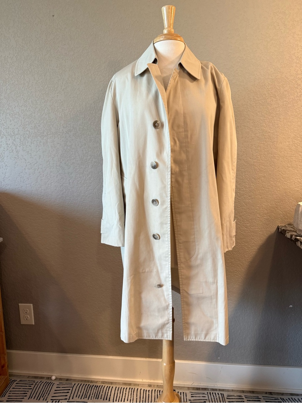 Vintage London Towne Beige Trench Rain Coat Men’s 40 Regular